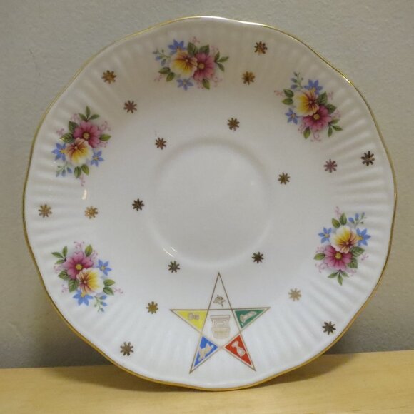 Teacup and Saucer Masonic Order of the Eastern Star by Elizabethan Bone China UK - Picture 9 of 11